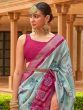 Exquisite Sky Blue And Pink Digital Printed Patola Silk Saree

