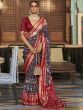 Magnificent Red-Blue Weaving Work Patola Silk Wedding Wear Saree 