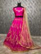 pink Embroidered Taffeta Wedding Wear Lehenga Choli With Cream Dupatta