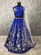Blue Floral Taffeta Silk Party Wear Lehenga Choli with Net Dupatta 