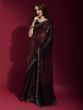 Splashy Black Georgette Trendy Red Sequins Work Diwali Function Wear Saree