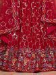 Bewitching Red Sequins Georgette Wedding Wear Lehenga Choli