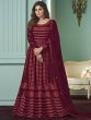 Maroon Thread Embroidered Wedding Wear Readymade Gown