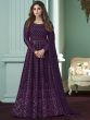 Purple Thread Embroidered Wedding Wear Readymade Gown