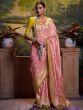 Alluring Pink Zari Weaving Fancy Silk Wedding Wear Saree With Blouse