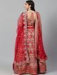 Red & Pink Embroidered Semi-Stitched Myntra Lehenga & Unstitched Blouse with Dupatta