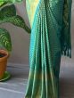 Superb Sea-Green Jacquard Kanjeevaram Silk Wedding Saree With Blouse