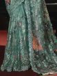 Beautiful Sea Green Sequins Net Wedding Wear Saree With Blouse