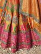 Beautiful Yellow & Pink Thread Work Silk Lehenga Choli With Dupatta 
