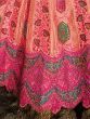 Stunning Pink Embroidered Jacquard Silk Traditional Lehenga Choli