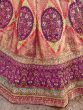 Tantalizing Peach Embroidered Jacquard Silk Bridesmaid Lehenga Choli