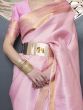 Beautiful Pink Zari Woven Silk Traditional Saree With Blouse