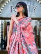 Ravishing Peach Digital Printed Satin Event Wear Saree With Blouse