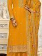 Attractive Yellow Embroidered Georgette Haldi Wear Palazzo Suit