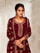 Stunning Maroon Embroidered Georgette Function Wear Palazzo Suit