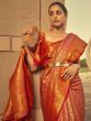 Bewitching Orange Zari Weaving Silk Classic Saree With Blouse
