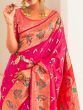 Glamorous Pink Zari Woven Silk Function Wear Saree With Blouse