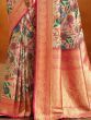 Incredible Off-White Kalamkari Printed Banarasi Silk Wedding Wear Saree