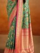 Amazing Green Kalamkari Printed Banarasi Silk Traditional Saree