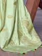 Amazing Pista Green Zari Weaving Satin Reception Wear Saree 