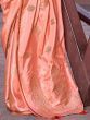 Beautiful Peach Zari Woven Satin Function Wear Saree With Blouse 