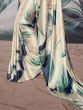 Lovable Off-White Digital Printed Satin Festival Wear Saree With Blouse