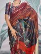 Stunning Multi-Color Digital Printed Satin Function Wear Saree 
