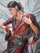 Stunning Multi-Color Digital Printed Satin Function Wear Saree 
