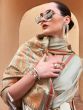 Incredible Grey Zari Weaving Satin Festival Wear Saree With Blouse