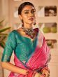 Amazing Pink Zari Woven Banarasi Silk Wedding Wear Saree With Blouse 