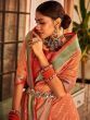 Marvelous Orange Zari Weaving Banarasi Silk Event Wear Saree
