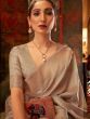 Fabulous Grey Zari Weaving Silk Traditional Saree With Blouse