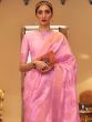 Lovable Pink Zari Woven Silk Wedding Wear Saree With Blouse