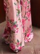 Charming Pink Floral Printed Satin Festival Wear Saree With Blouse