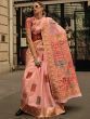 Captivating Peach Zari Woven Silk Event Wear Saree With Blouse