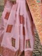Charming Baby Pink Zari Weaving Silk Festival Wear Saree With Blouse
