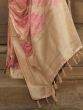 Amazing Pink Zari Woven Satin Event Wear Saree With Blouse
