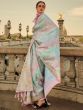 Captivating Multi-Color Zari Woven Satin Festival Wear Saree 