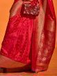 Charming Red Zari Woven Satin Event Wear Saree With Blouse