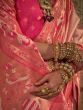 Fabulous Pink Zari Weaving Silk Traditional Saree With Blouse
