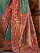 Awesome Teal Green Zari Woven Silk Wedding Wear Saree With Blouse