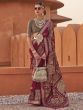 Gorgeous Maroon Digital Printed Silk Wedding Wear Saree With Blouse