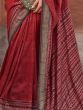Adorable Red Digital Printed Silk Wedding Wear Saree With Blouse