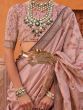 Astonishing Baby Pink Digital Printed Silk Saree With Blouse
