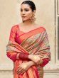 Dazzling Green & Pink Zari Weaving Silk Wedding Wear Saree With Blouse
