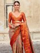 Gorgeous Orange Zari Weaving Silk Function Wear Saree With Blouse 