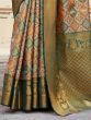 Attractive Green & Cream Zari Weaving Silk Festival Wear Saree