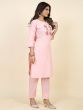 Charming Light Pink Embroidered Silk Casual Wear Kurta With Pant