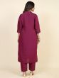 Fascinating Dark Pink Embroidered Silk Traditional Kurta With Pant