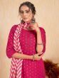 Excellent Rani Pink Embroidered Silk Festival Wear Pant Suit With Dupatta